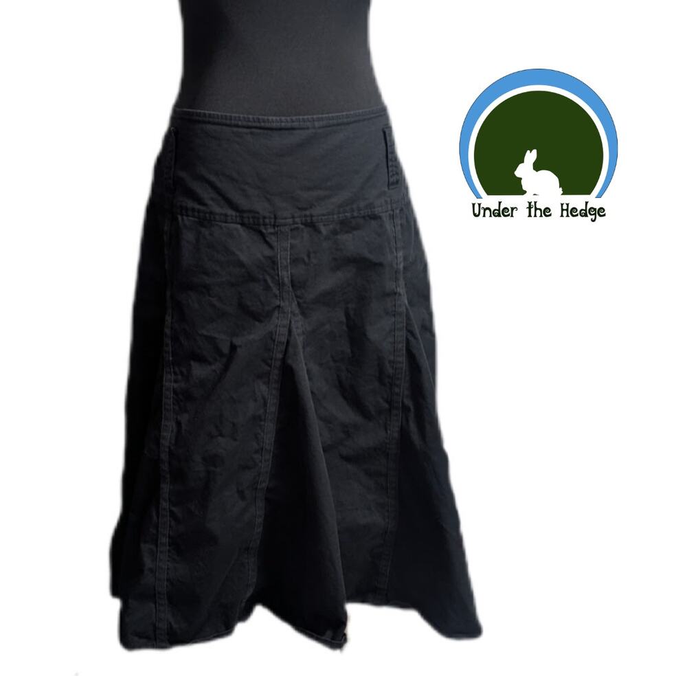 Vtg Cassis Black Pleated Flare Cotton Blend Skirt Size 16 grunge goth punk